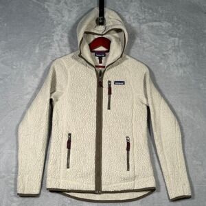 Patagonia Jacket Womens Small‎ Ivory Cream Natural Retro Pile Hoody Sherpa